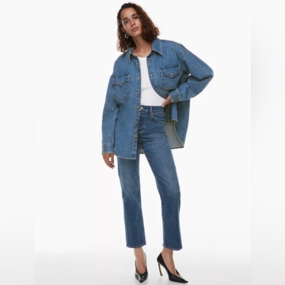 Aritzia Denim Forum The Arlo High Rise Straight 28L - Dark Wash - Size 26 - Picture 1 of 14